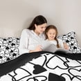 thumbnail image 4 of Erosebridal Kawaii Loves Pattern 7pcs Bedding Comforter Set,White Black Heart Print Queen Bedding Sets For Kids,Reversible, 4 of 7