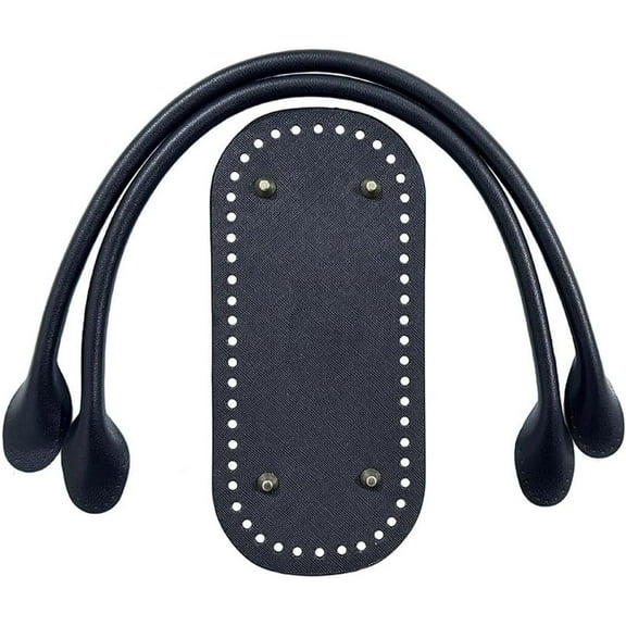 Black Bag Handles Replacement Pu Leather Knitting Purse Handle Oval Crochet Bag Base Kit Bottom Shaper Insert Cushion Short Strap for Handbag Crossbody Totes Shoulder Bag Crafts Accessories Brown