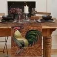 thumbnail image 2 of Table Runner Dresser Scarves 60 Inch Long, Farm Animal Cock Rooster on Brown Linen Dining Table Runners Vintage Abstract Floral Texture Tabletop Scarf for Wedding Holiday Party Kitchen, 2 of 7