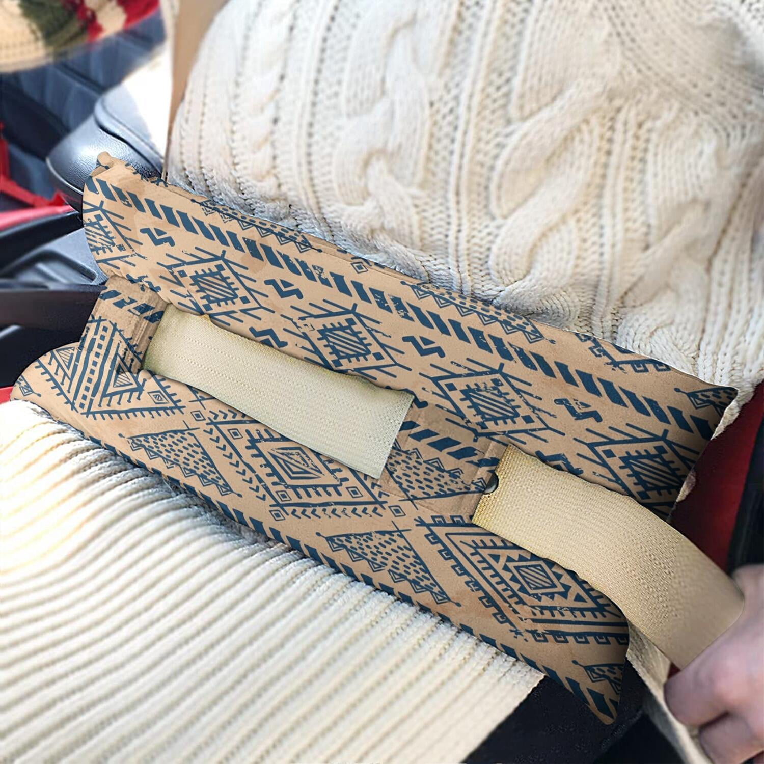 Vintage Fashion Seat Belt Pillow - Mastectomy Cushion for Women, Abstract Geometric, Double Hook Straps
