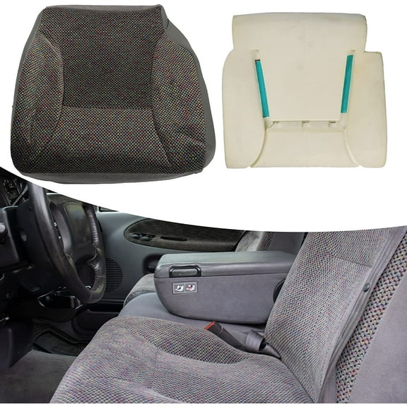 Mist Gray Driver Side Cloth Seat Cover Foam Cushion Replacement for 1998-2002 Ram 1500 2500 3500