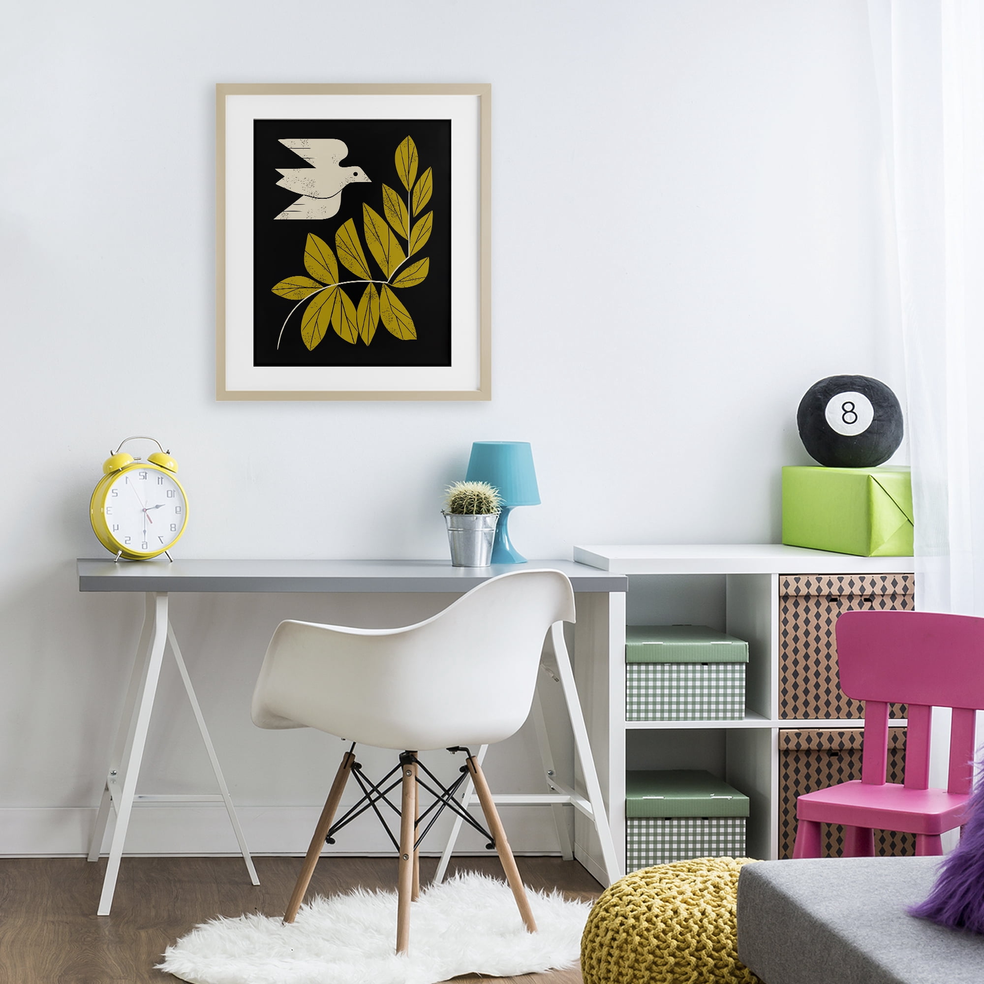 Stupell Industries Midcentury Dove & Branch Birch Framed Print Under Glass, design by Renea L. Thull