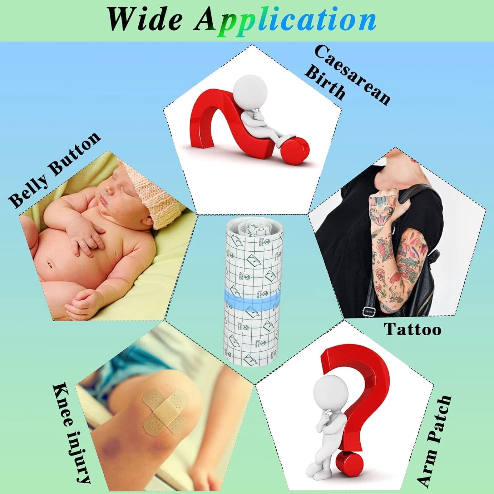 2 Rolls Tattoo Aftercare Bandage - Waterproof Transparent Second Skin Wrap for Tattoos, Stretch Adhesive Film for Swimming, Showering & Wound Healing (4" x 10FT Each Roll)