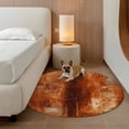 thumbnail image 3 of Burnt Orange Round Area Rug 3.3 FT,Non Slip Small Entryway Kitchen Mat,Retro Oil Painting Modern Abstract Art Aesthetics Washable Soft Circular Rug Door Mat for Bathroom Playroom Kids Room, 3 of 9