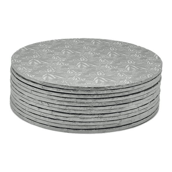 EasySweetz Planche à Gâteau Ronde Argentée – 8′′ X 1⁄4” d'Épaisseur - Lot de 12