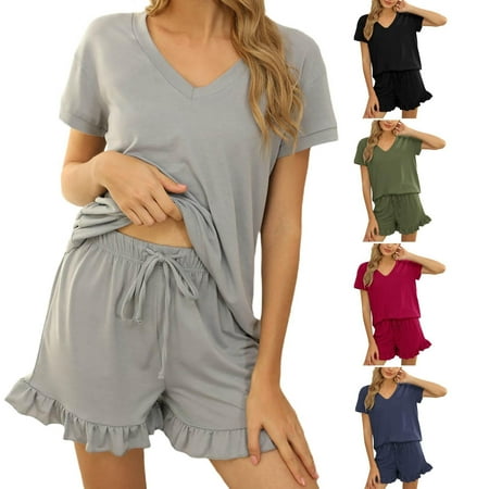 

Womens Pajamas Set 2 Piece Nightwear Sleepwear Tee and Shorts