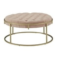 thumbnail image 4 of Weston Home Oddie Gold Finish Velvet Button Tufted Round Ottoman, Blush Pink, 4 of 6