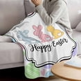 thumbnail image 3 of Happy Easter Blanket Soft Cozy Warm Throw Blanket for Couch, Plush Fuzzy Flannel Fleece Blankets for Sofa, Cute Lovely Colorful Rabbits Silhouette Eggs Bed Blankets Lightweight Gifts for Men, 32"x48", 3 of 9