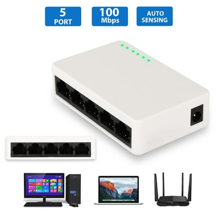 EEEkit 5 Port Ethernet Network Switch, Desktop, Unmanaged Ethernet Splitter, Durable Casing, Traffic Optimization, Fanless Quite, Plug and