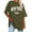 Army Green, variant on Ediodpoh Women's Sweatshirt Summer Half Sleeved Long Shirt Vintage New York Letter Print Casual Fashion T Shirt T Shirts for Women Blue XL