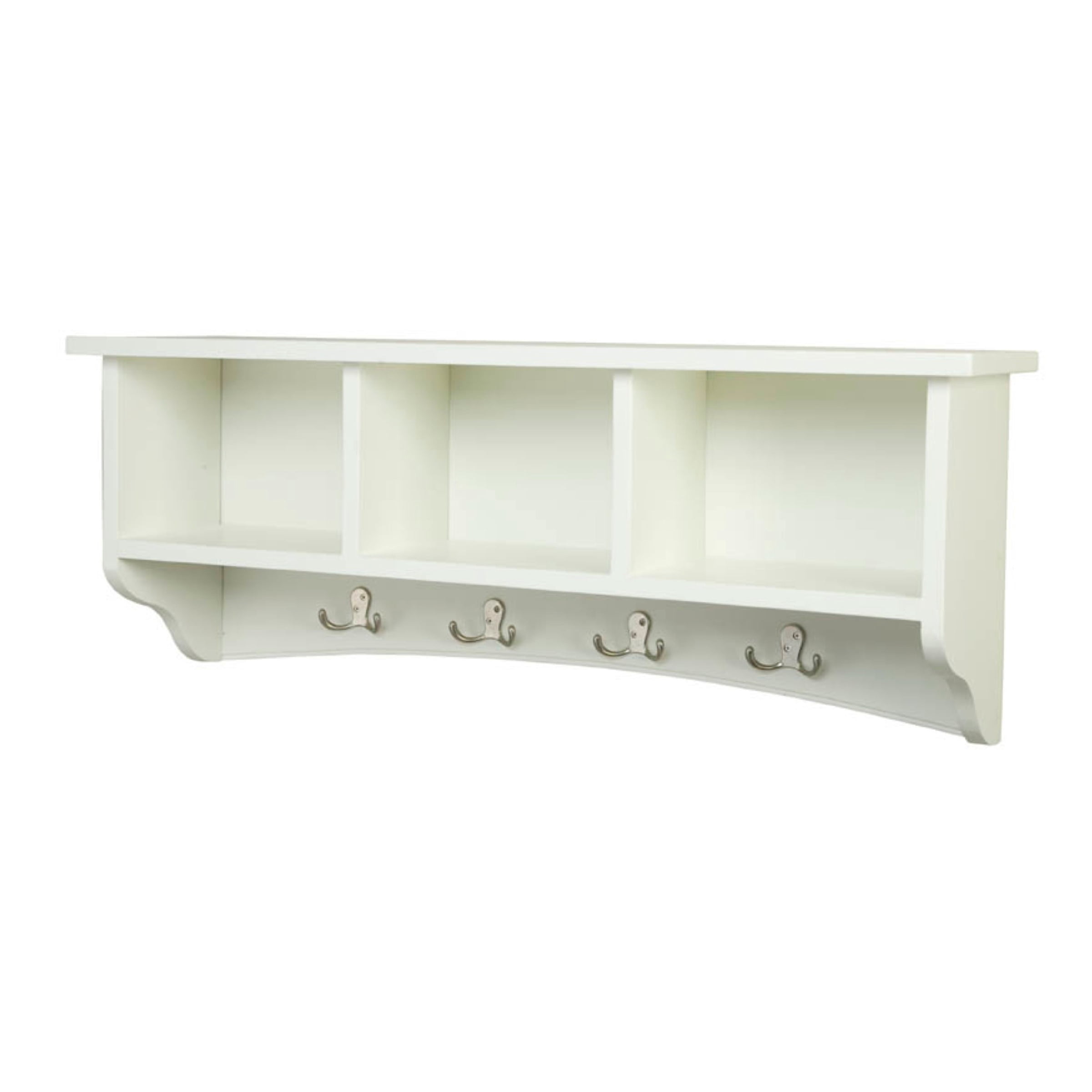 Alaterre Furniture Shaker Cottage Coat Rack with 3 Open Shelves, Wall Mounted Storage, Transitional Design for Entryway Storage Organization, Ivory