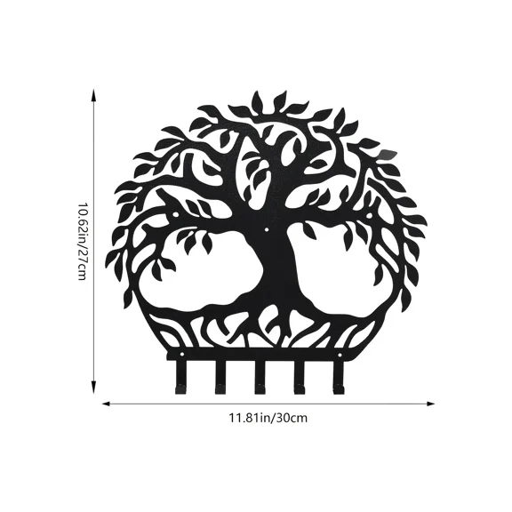 Metal Key Organizer Rack Hanger, Tree Of Life Wall Mounted Key Hooks Matt Black,Mounted Key Hooks for Wall Decorative