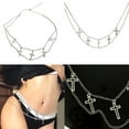 thumbnail image 2 of Aellinatey Cross Waist Chain Belt Stomach Chain Layered Waist Chain y2k Cross Belly Chain, 2 of 12