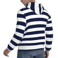 thumbnail image 6 of Rateoe Navy Blue And White Stripes Pattern Mens Hoodie, Pullover Hooded Sweatshirt, Kangaroo Pocket Hoodie Ideal for Daily Wear, Travel and Home-4X-Large, 6 of 7