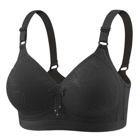 Bras for Women Plus Size Embroidery Steel Hoop Push Up Full Coverage Breathable Yoga Workout Everyday Bra Black 1 40 C