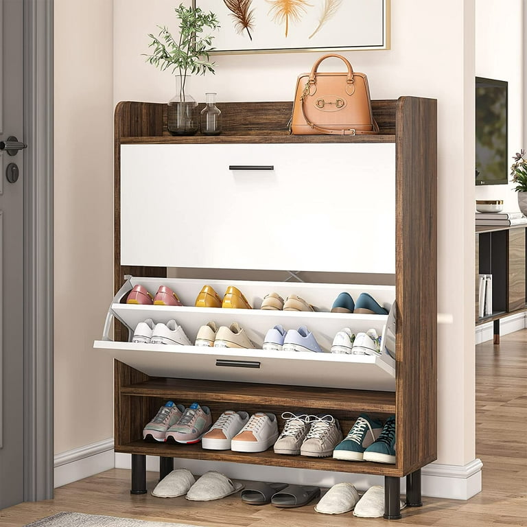 Drop Down Door Entryway Shoe Cabinet - Shelf Top - 20 - Brown