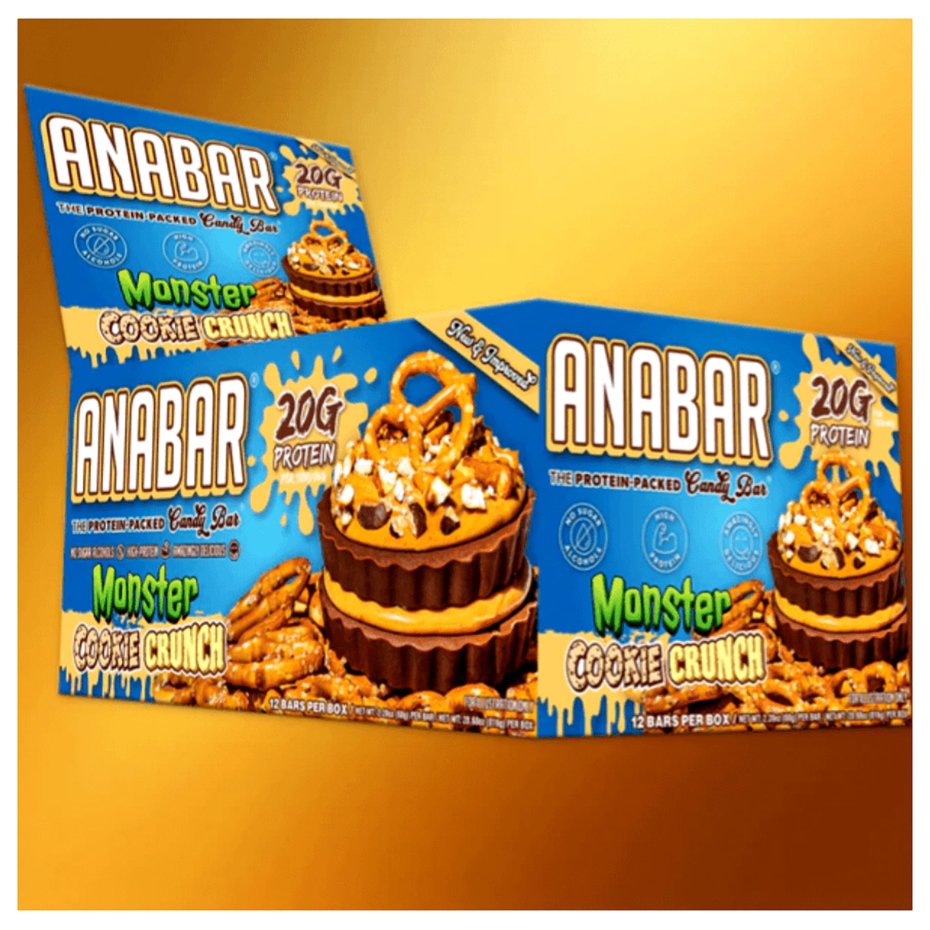 Anabar Monster Cookie Crunch 12 Protein Bars Final Boss Performance 21 Grams