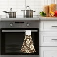 thumbnail image 4 of Yayeee Kitchen Hanging Hand Towels Set of 2 with Loop Bathroom Absorbent Tie Towel, Brown Floral, 4 of 7