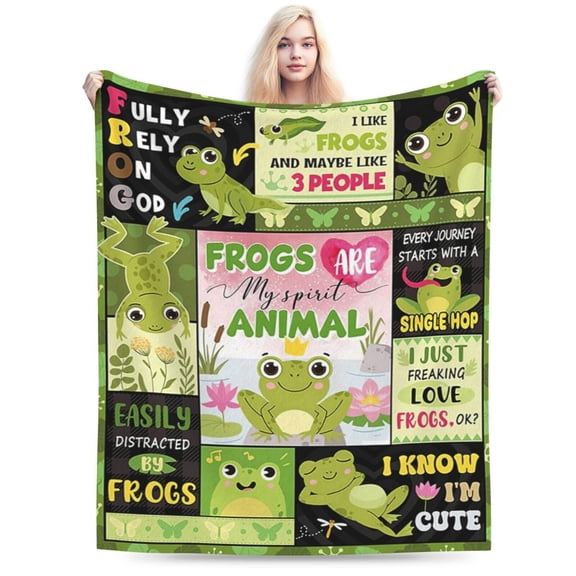 Frog Blanket , Cozy Frog Gifts for Women, Soft Flannel Frog Blanket 50x40