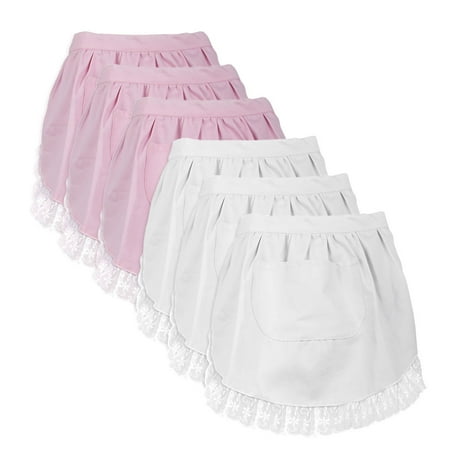 Gardeners Half Apron - Aspire 6 Pcs Lace Adult Half Aprons Cottons Cooking Apron Perfect for Coffee House with Pocket