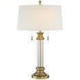 thumbnail image 3 of Vienna Full Spectrum Rolland Traditional Table Lamp 30" Tall Crystal Brass Column Off White Tapered Drum Shade for Bedroom Living Room Bedside Office, 3 of 11