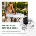 thumbnail image 4 of Round Outdoor Tablecloth with Umbrella Hole and Zipper, Black Leaves Tablecloth with Elastic Waterproof, Summer Botanical Patio Table Covers for 36" - 44" Picnic Pool Tables, 4 of 9