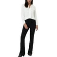 thumbnail image 3 of MODA NOVA Juniors V Neck Top Long Sleeve Pleated Front Work Office Blouse White L, 3 of 6
