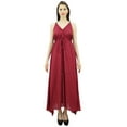thumbnail image 4 of Bimba Women's Long Maxi Cotton Beach Dress Drawstring Waist Strappy Resort Dresses, 4 of 9