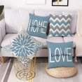 thumbnail image 2 of Blue Outdoor Waterproof Throw Pillow Covers 18 x 18 Set of 4 Floral Geometric Bless Our Home Love Lives Here Decorative Cushion Case for Patio Furniture Bedroom Sofa Couch, 2 of 5