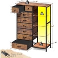 thumbnail image 2 of CHENZM 54" H Dresser for Bedroom with LED Lights & Power Outlets Dresser with 8 Drawers Fabric Dressers & Chests of Drawers for Bedroom, Sturdy Metal Frame, Acrylic Plates (Rustic Brown), 2 of 10