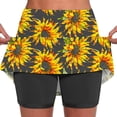 thumbnail image 2 of Spandex Tennis Skirts with Floral Print Womens Summer Athletic Skorts High Waist Stretch Yoga Shorts Skirt S-2XL (M, Yellow), 2 of 7