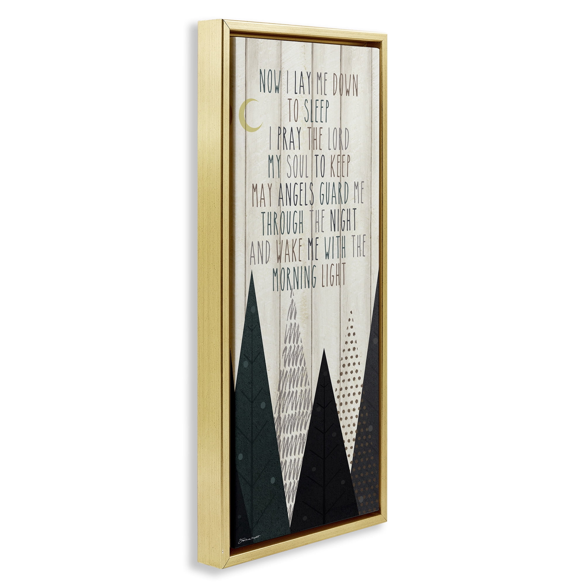 Stupell Industries Bedtime Forest Poem Art for Kids Painting Gold Floater Framed Canvas Art Print Wall Art, 11 x 25