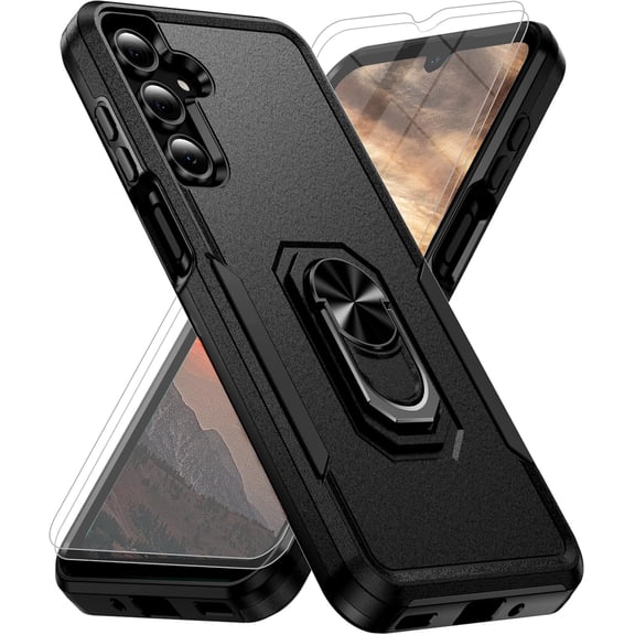 Heavy Duty Phone Case compatible with Samsung Galaxy A17 5G and Galaxy A26 5G, 15FT Military Grade Drop Protection, 2X Tempered Glass Screen Protector, Shockproof Magnetic Kickstand