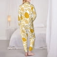thumbnail image 3 of Pajama Sets for Women 2 Pcs, Fragrant Cantaloupe Button Down Long Sleeve Sleepwear Lounge PJ Sets, 3 of 6