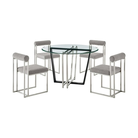 Devi Anastasia 5 Piece Round Glass Dining