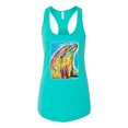 thumbnail image 2 of Wild Bobby Dean Russo Neon Colorfu Dolphin Animal Lover Women Racerback Tank Top, Tahiti Blue, Medium, 2 of 5