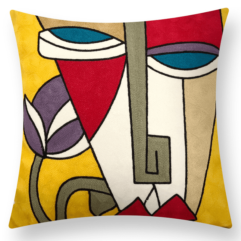 Art Red Blue Yellow Home Decor Cotton CUSHION COVERS THROW PILLOW CASE 18" 