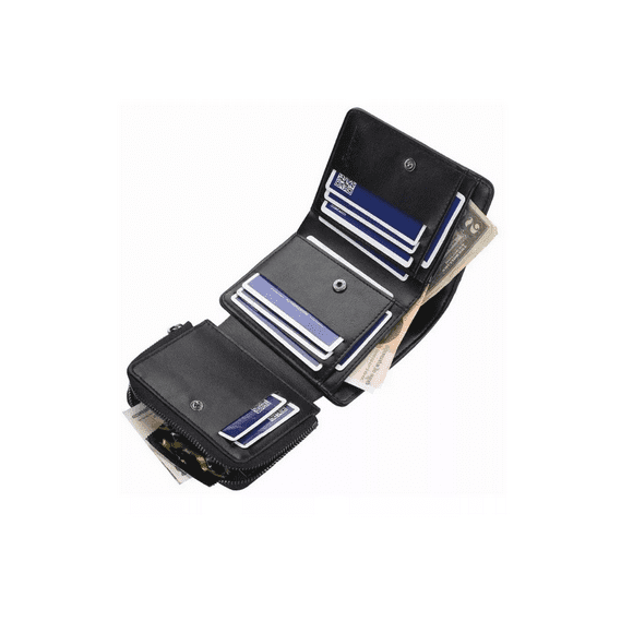 Cartera Tarjetas Billetera De Lujo Cuero Hombre Tres Carpeta