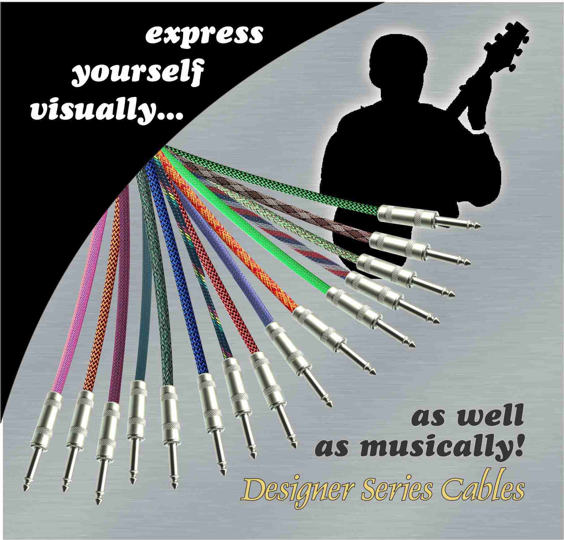 NEON ORANGE Designer Series Guitar Cables - 1/4" Straight to Straight