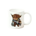 thumbnail image 2 of Taza de cerámica con bufanda a cuadros de vaca, taza de café o té con estampado de ganado escocés caprichoso para los entusiastas de la decoración., 2 of 3