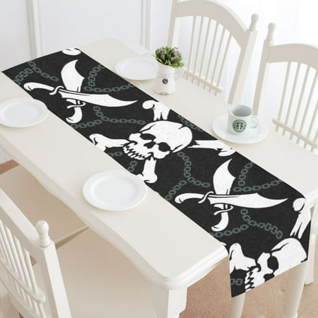 

MKHERT Black Skulls Table Runner for Wedding Party Banquet Decoration 14x72 inch