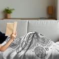 thumbnail image 3 of Ethnic Soft Flannel Fleece Blanket, Eastern Inspired Various Ornamental Patterns Circles Lines Monochrome Image Print, Cozy Plush for Indoor and Outdoor Use, 50" x 60", White Black, by Ambesonne, 3 of 5