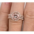 thumbnail image 2 of 2.75 Carat 6mm Round Cut Morganite and Diamond Moissanite Trio Ring Set with One Engagement Ring and 2 Wedding Bands with 18k Gold Plating, 2 of 4