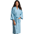 thumbnail image 3 of Elegani Robes and Towels, Women's Waffle Light Blue Long Premium Cotton Blend Bathrobe (Large/ One Size), 3 of 5