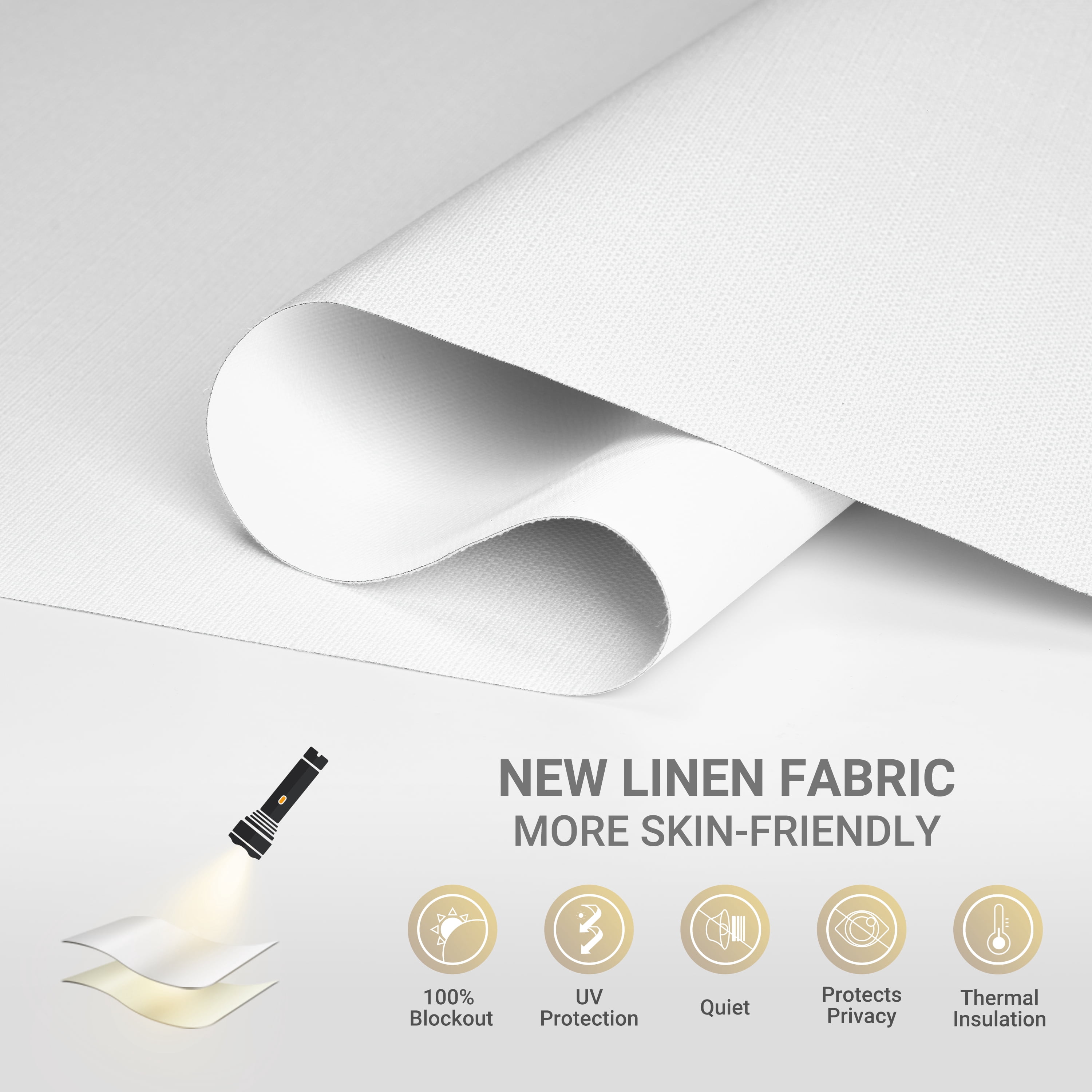 Boolegon Blackout Roller Shades for Windows,Cordless,Linen Fabric,Roller Blinds,Thermal Insulated Fabric UV Protection,Window Shades for Home,Office,Bedroom,Door, Blackout-White, 36"W x 72"H