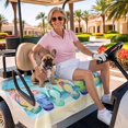 thumbnail image 3 of Golf Cart Seat Covers for 2 Seater, Beach Slippers Soft Microfiber Cart Seat Towel Blanket, Blue Summer Ocean Coastal Shell Absorbent Breathable Non Slip Bench Seats Protector for Golf Course 51"x31", 3 of 9