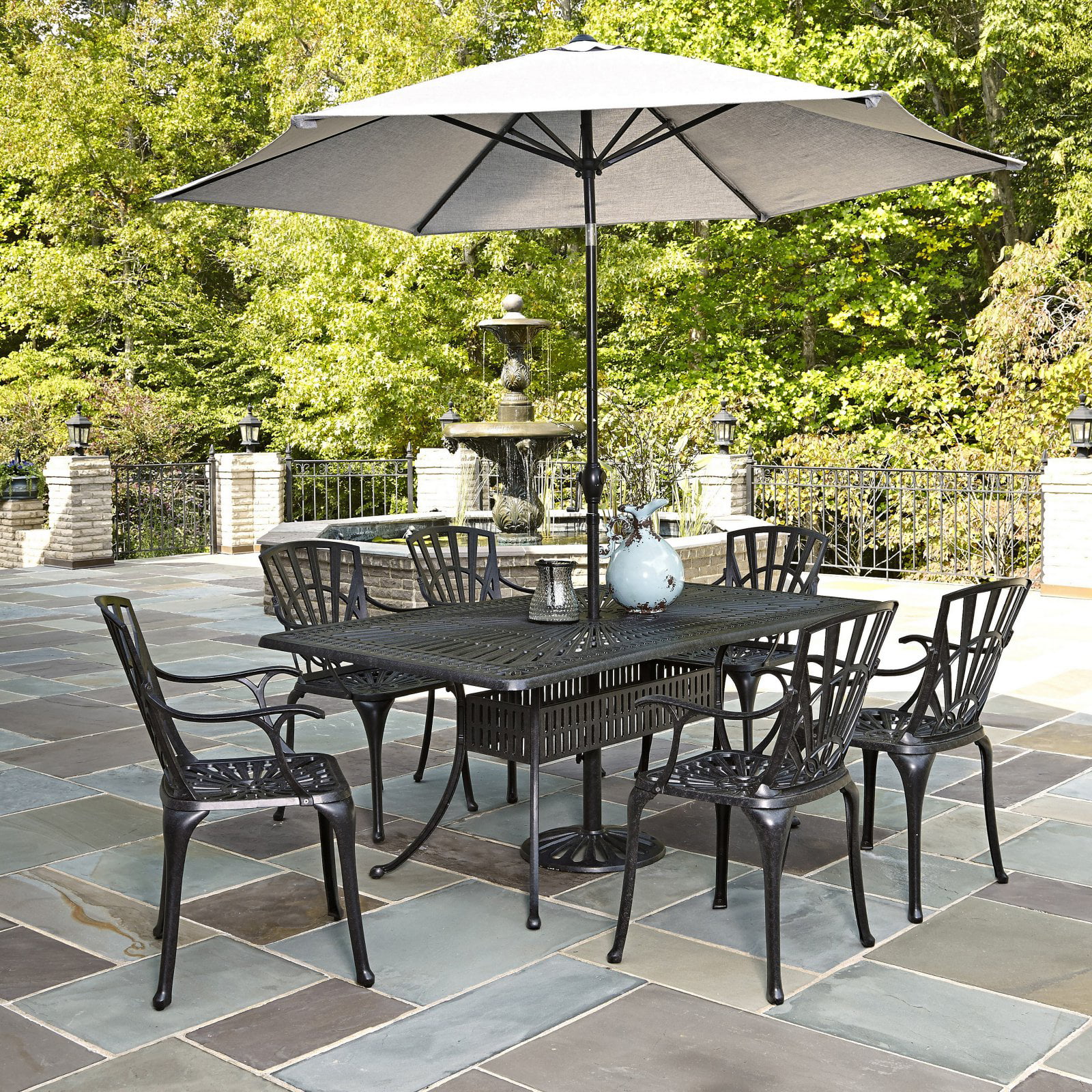 Home Styles Largo Outdoor Patio Dining Set Cast Aluminum 7 Piece With