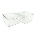 Isaac Jacobs 2Pack Square Clear Plastic Storage Bins with Cutout Handles, Food Safe/BPA Free