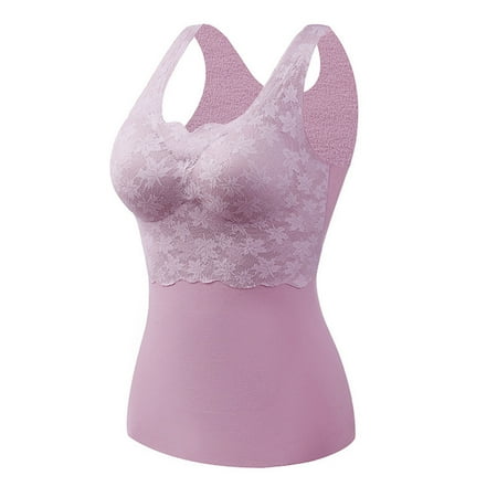 

QIPOPIQ Lingerie for Women Clearance Women s Lace Thermal Underwear Heat Free Plush Vest Bottom Vests Tops With Chest