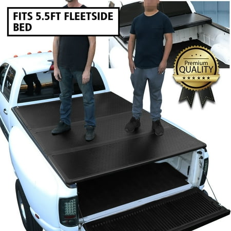 Truck Net Bed Cover For 2015 to 2018 Ford F150 Truck 5.5Ft Short Bed Hard Solid Tri -Fold Clamp -On Tonneau Cover 16 17 ()